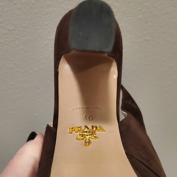 Prada brown suede slingback sandals sz 40(9) - Picture 10 of 16